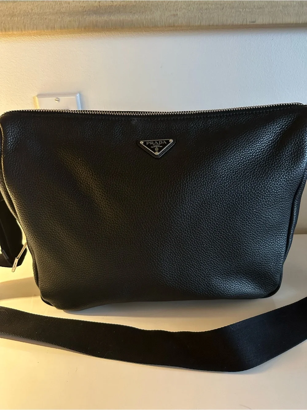 Prada Black Pebbled Leather Crossbody Pouch